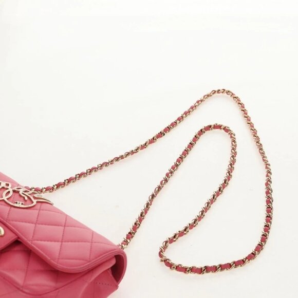 CHANEL Matelasse Chain Shoulder Bag Lamb Skin Pink Gold CC Auth ka592M - Picture 9 of 16